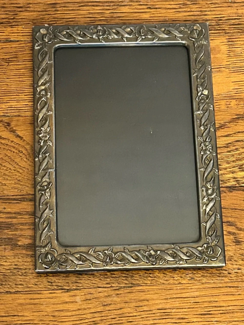 Vintage Silver Tone Floral Metal Picture Frame | Art Nouveau Style | 5x7